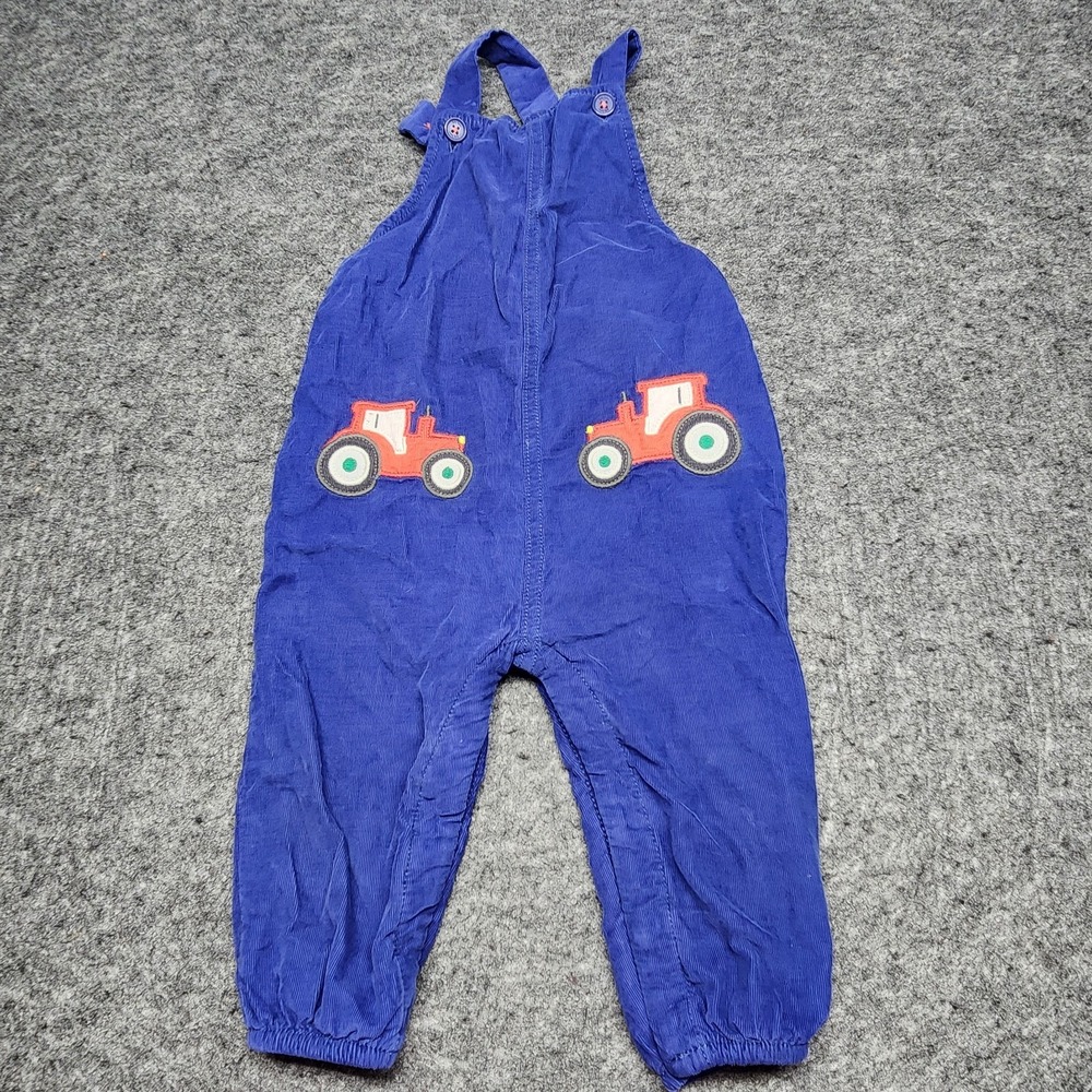 Baby Boden Infant Boy Corduroy Bibs Overalls Blue Farm Tracker Farmer 12-18M